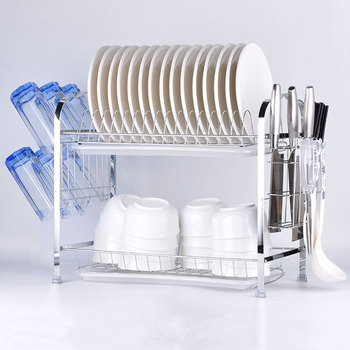 Arch Draining Shelf Dish Rack Double Layer Kitchen Bowl and Dish Storage Shelf Home Dishwash Rack